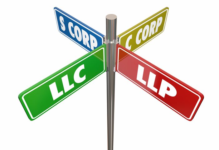 LLC LLP S-Corp C-Corporation Road Signs 3d Illustration