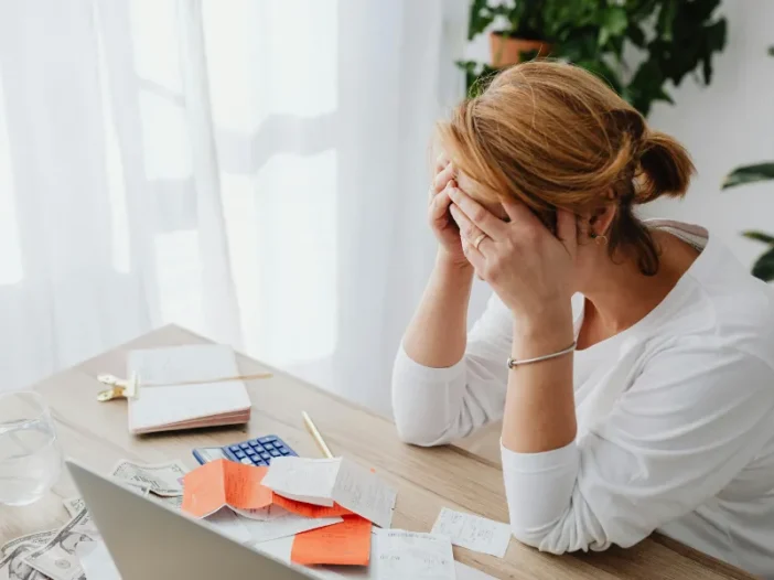 stressed business owner tax paperwork